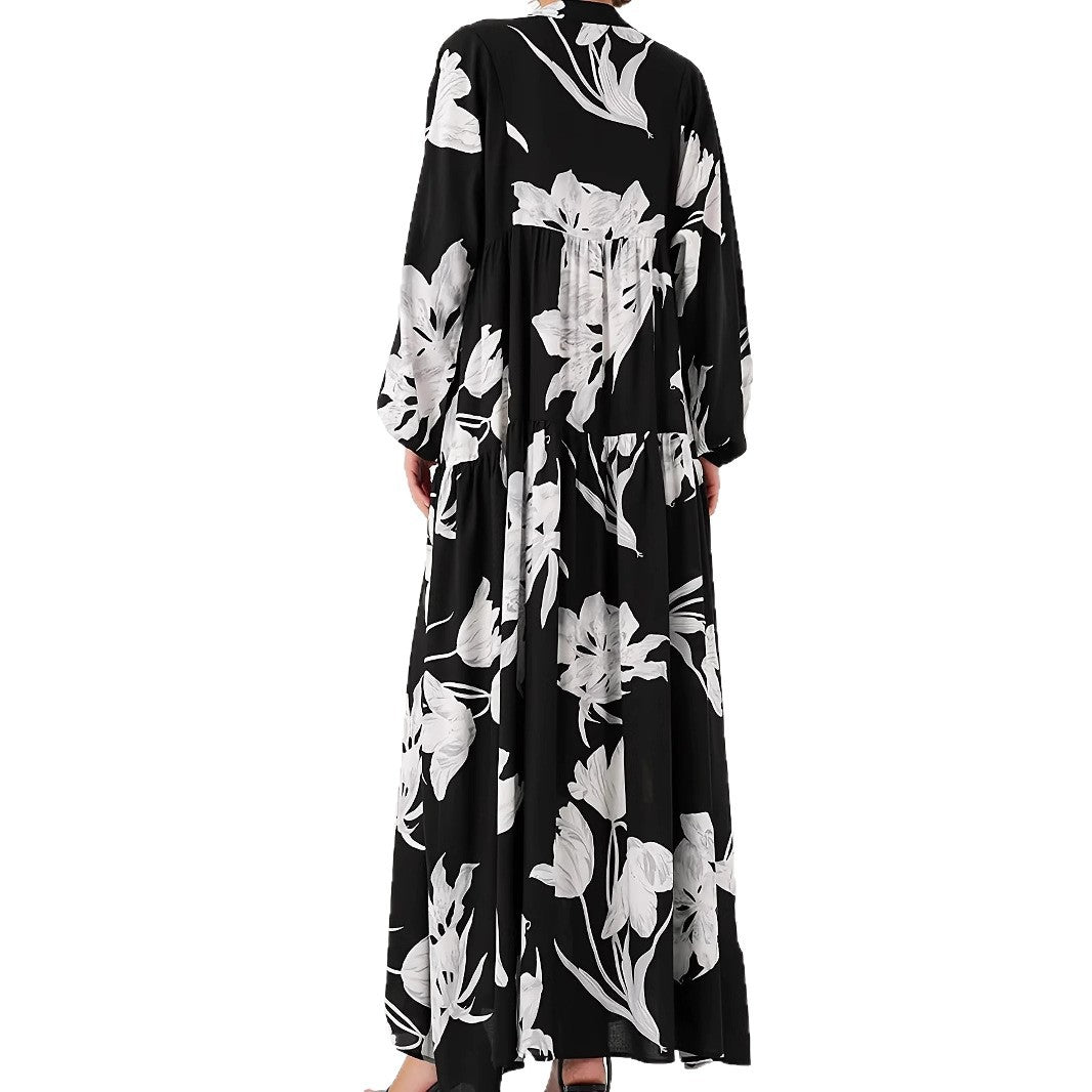 Robe maxi femme avec imprimé floral et design de bouton élégant Chic und Stil