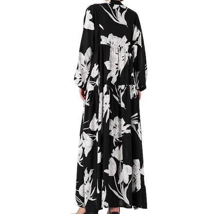 Robe maxi femme avec imprimé floral et design de bouton élégant Chic und Stil
