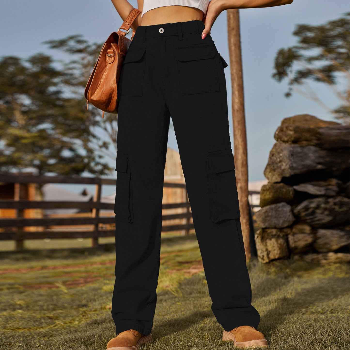 Dames bretelles cargo avec poches pratiques et ceinture élastique Chic und Stil