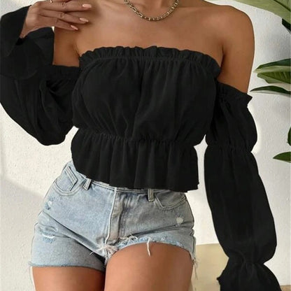 Dames blouse off-shoulder avec des manches amples Chic und Stil