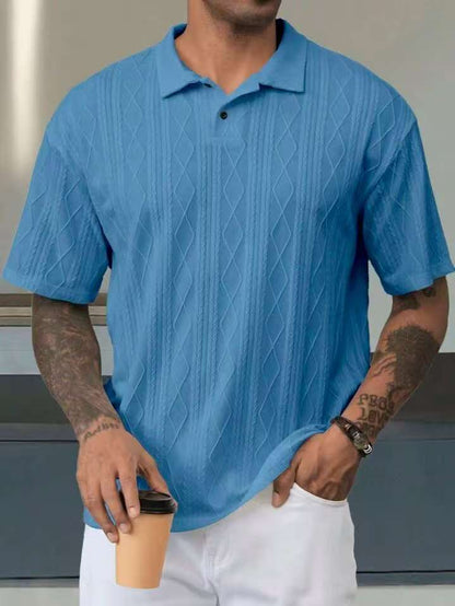 Men's Leisure Short Sleeve Textured Polo Chic and Style