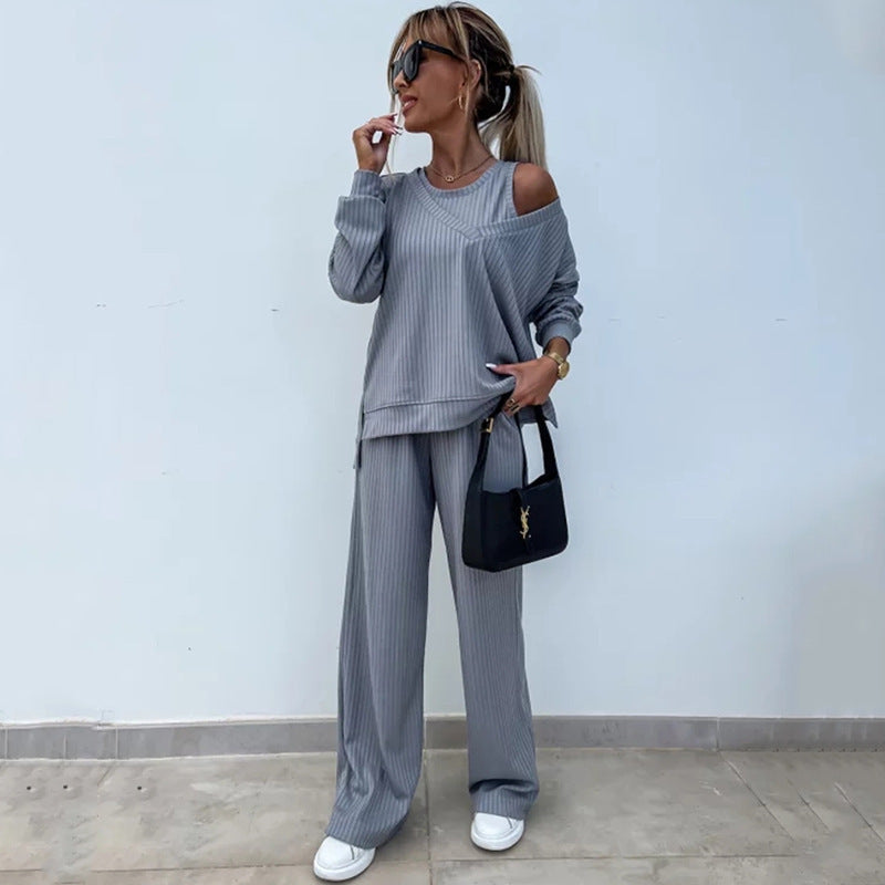 Dames élégant et décontracté ensemble à rayures Chic und Stil