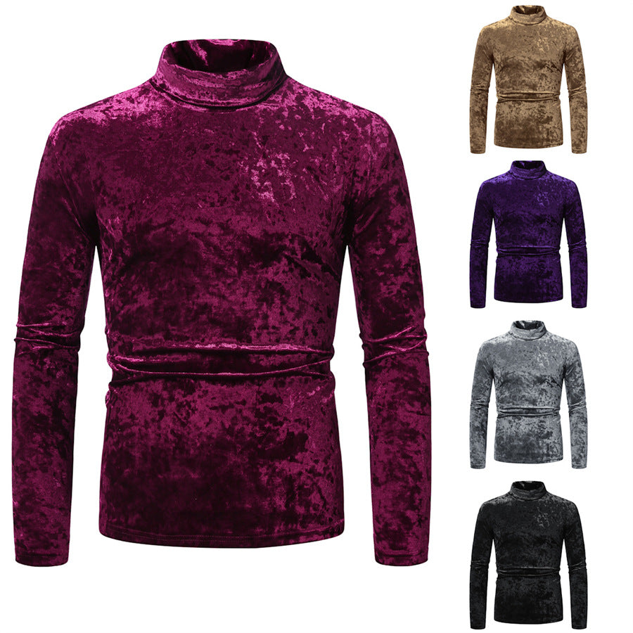 Pull-over élégant pour homme à col roulé en tissu velouté Chic und Stil