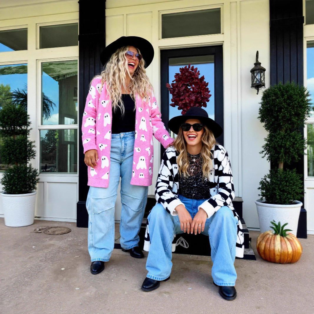 Dames Fantôme Motif Gilet à manches longues Chic und Stil