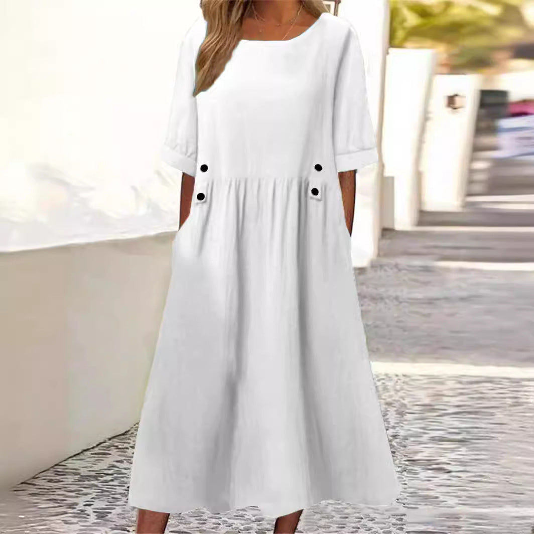 Robe d'été femme simple avec poches pratiques et une coupe décontractée Chic und Stil