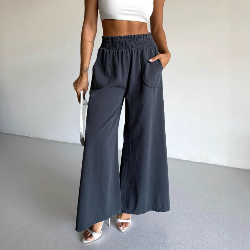 Wide palazzo pants for women with elastic waist and practical pockets Chic and Style
