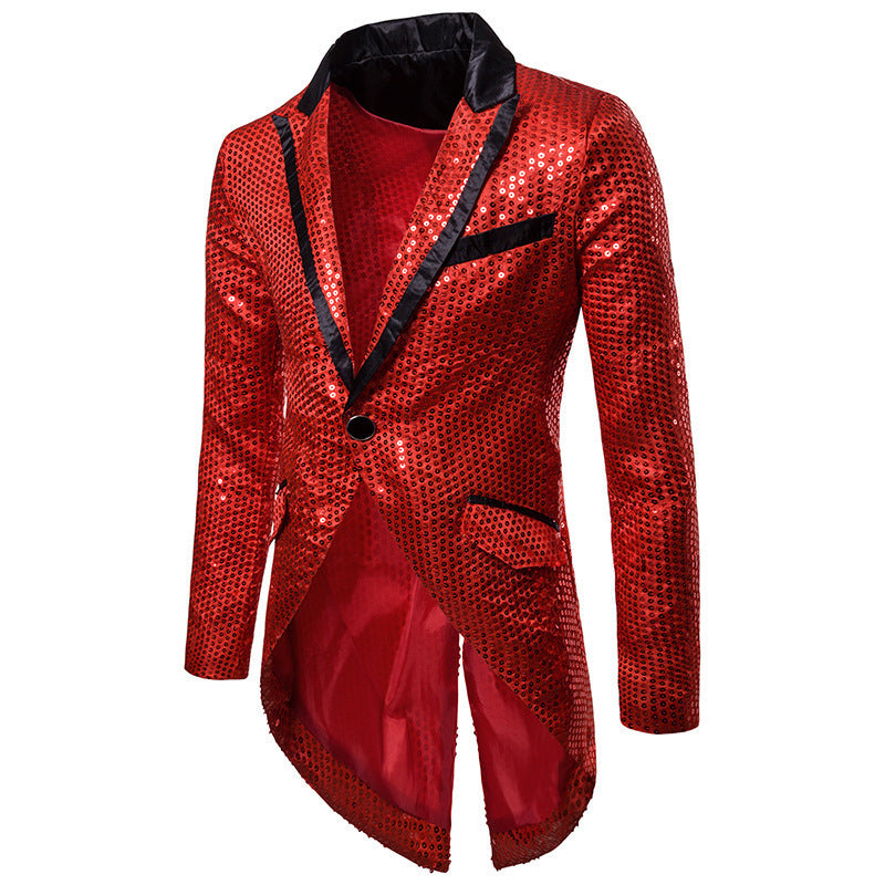 Blazer en sequins élégant pour hommes avec coupe asymétrique et design luxueux Chic und Stil