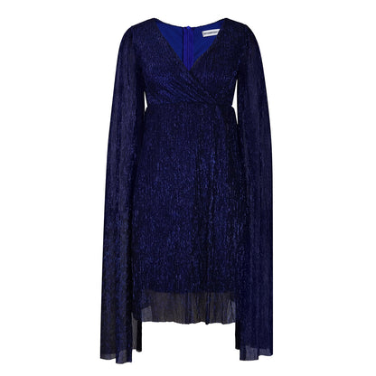 Dames Élégante robe portefeuille avec des manches transparentes longues et effet scintillant Chic und Stil