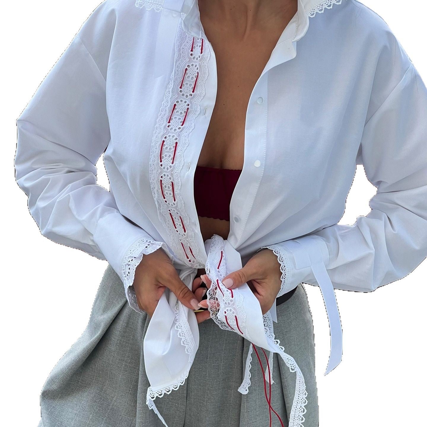 Dames Élégante et polyvalente blouse avec ceinture ajustable Chic und Stil