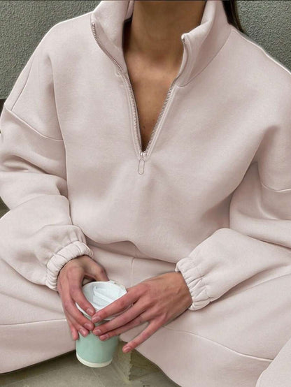 Dame hoodie en polaire avec demi-zip Chic und Stil