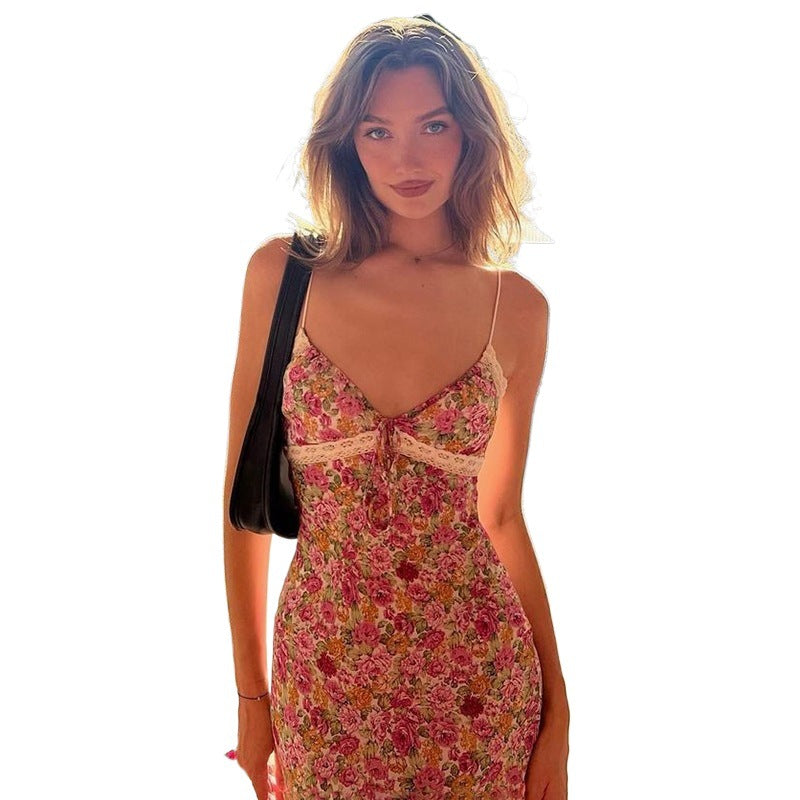 Robe slip florale pour femmes avec fines bretelles Chic und Stil