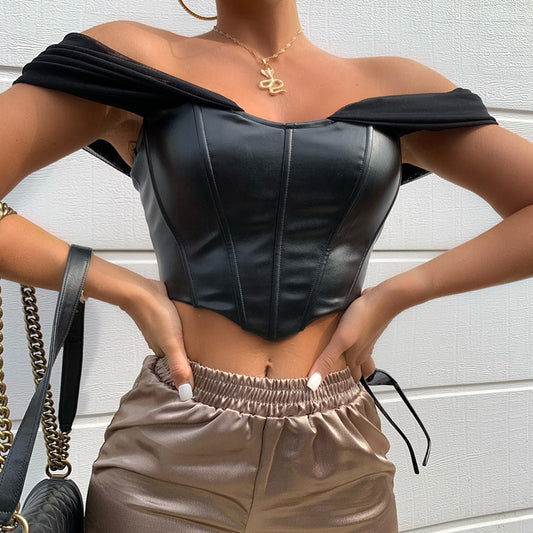 Haut de corset pour femmes à design sans épaule avec des détails de volants raffinés Chic und Stil