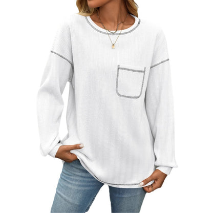 Pull à manches longues confortable pour dames avec poche poitrine Chic und Stil