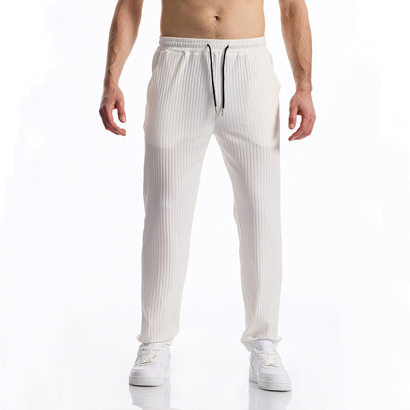 Comfortable sports pants for men with elastic waistband and chic striped design