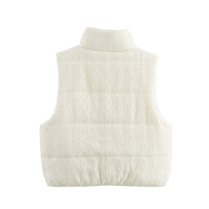 Dame gilet matelassé avec motif tricot de haute qualité et poches pratiques Chic und Stil