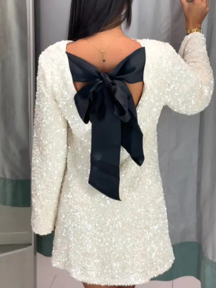 Robe Mini Pailletée Brillante Chic und Stil