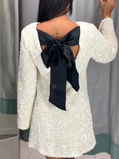 Robe Mini Pailletée Brillante Chic und Stil