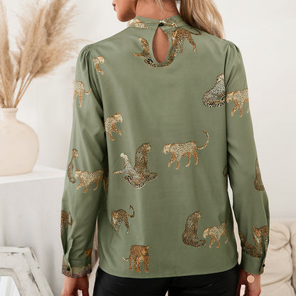 Blouse femme avec imprimé animal glamour et col montant élégant Chic und Stil
