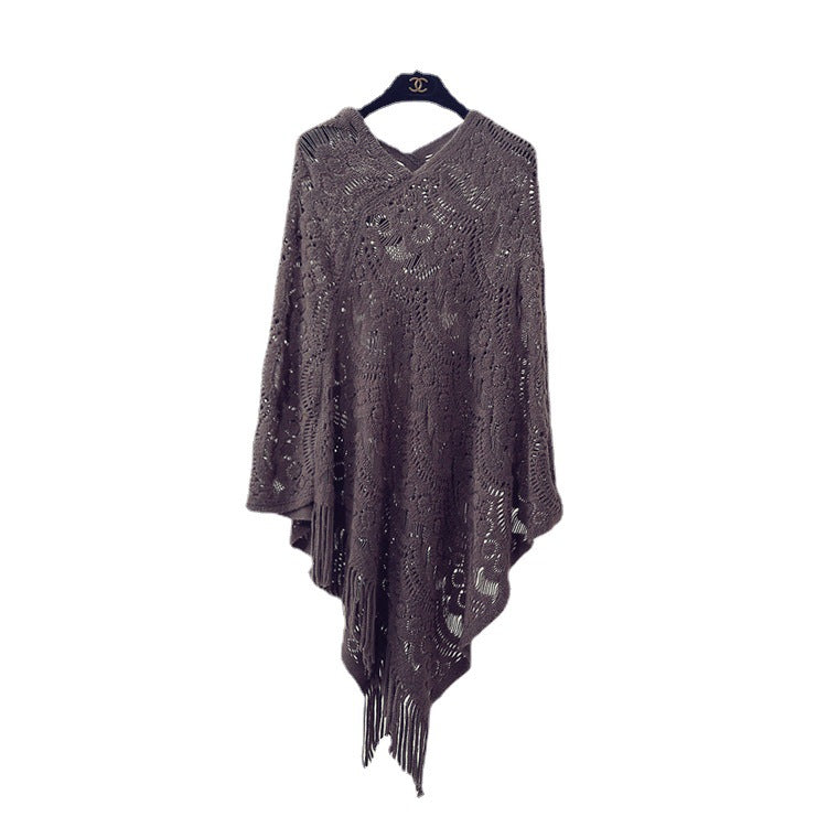 Dames Fines cape au crochet avec franges Chic und Stil