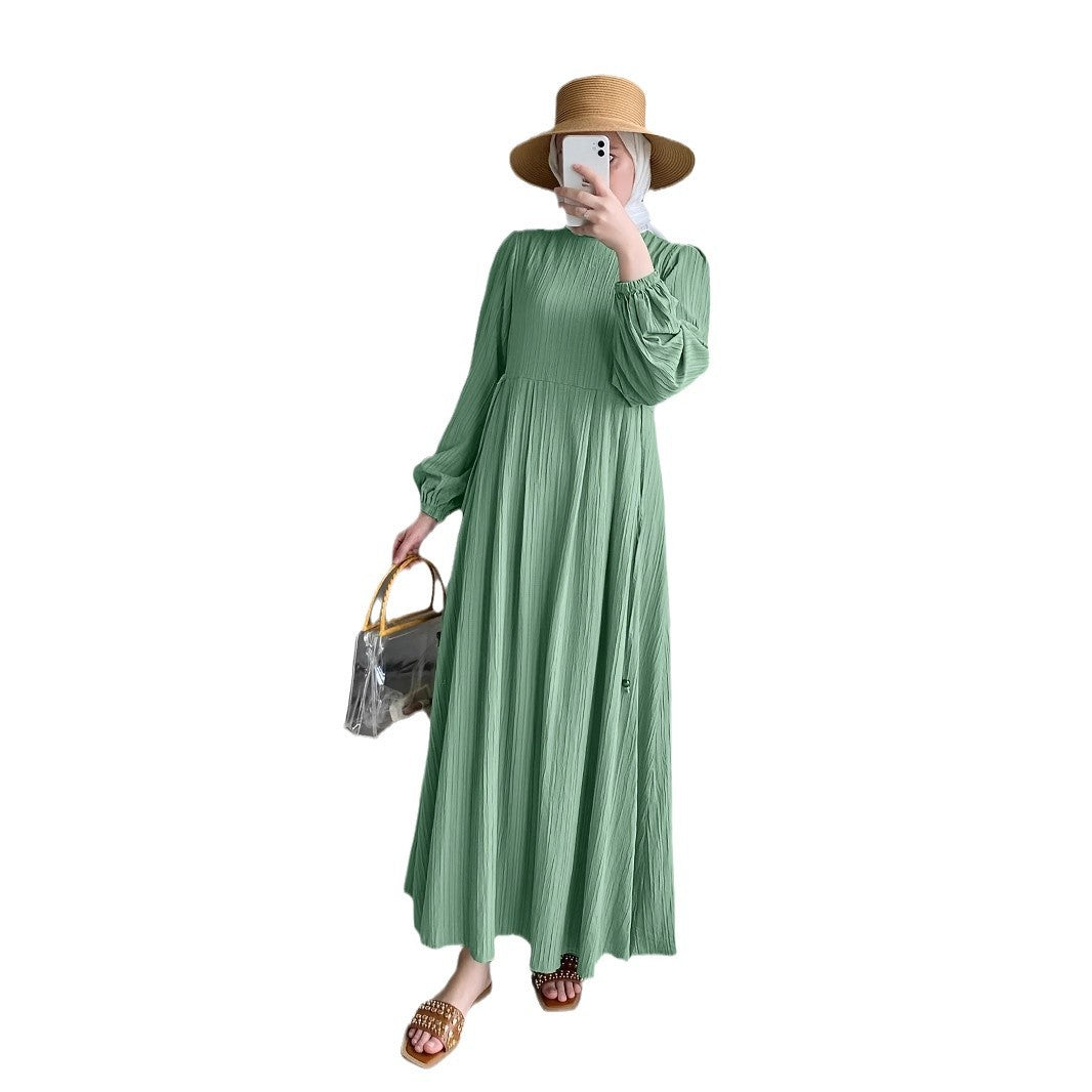 Robe maxi femme avec drapé élégant et manches élastiques Chic und Stil