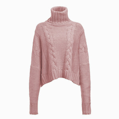 Pull en grosse maille pour femmes avec col haut et design de torsades unique Chic und Stil