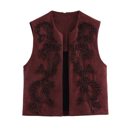 Dames gilet avec design floral en broderie Chic und Stil