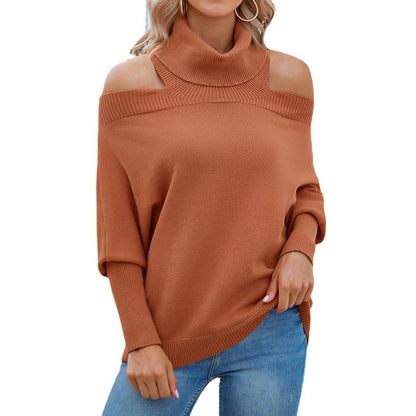 Pull en tricot surdimensionné pour femme avec un design sans épaules et un col haut Chic und Stil