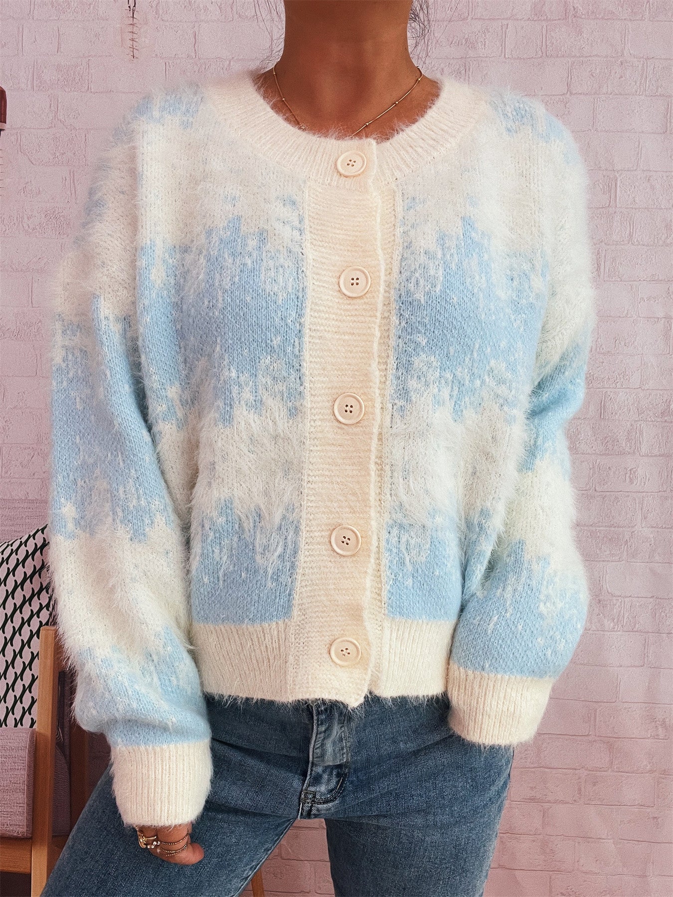 Dames gilet en tricot douillet avec un design de bouton tendance et un matériau doux Chic und Stil