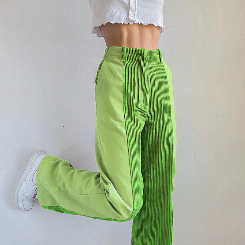 High-waisted corduroy pants for women with permanent pleats Chic and Style