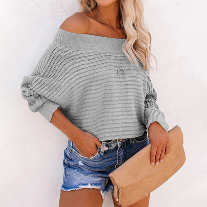 Pull décontracté pour femmes avec un design sans épaules et un motif en tricot texturé Chic und Stil