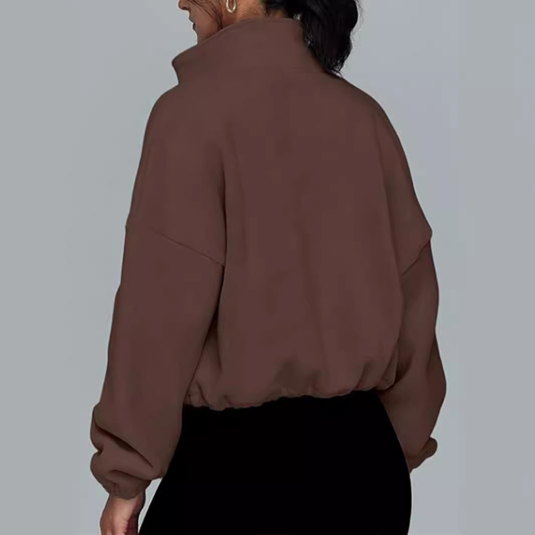 Pull oversized à col haut et fermeture éclair pour dames Chic und Stil