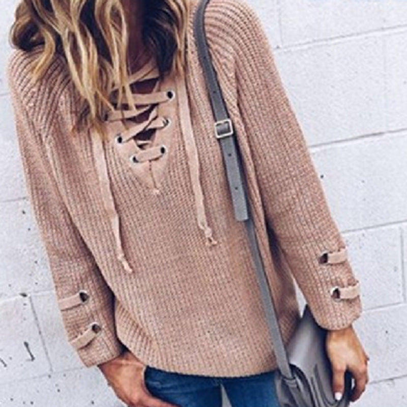 Pull en tricot pour femmes avec un design de lacets décoratif et une coupe confortable Chic und Stil