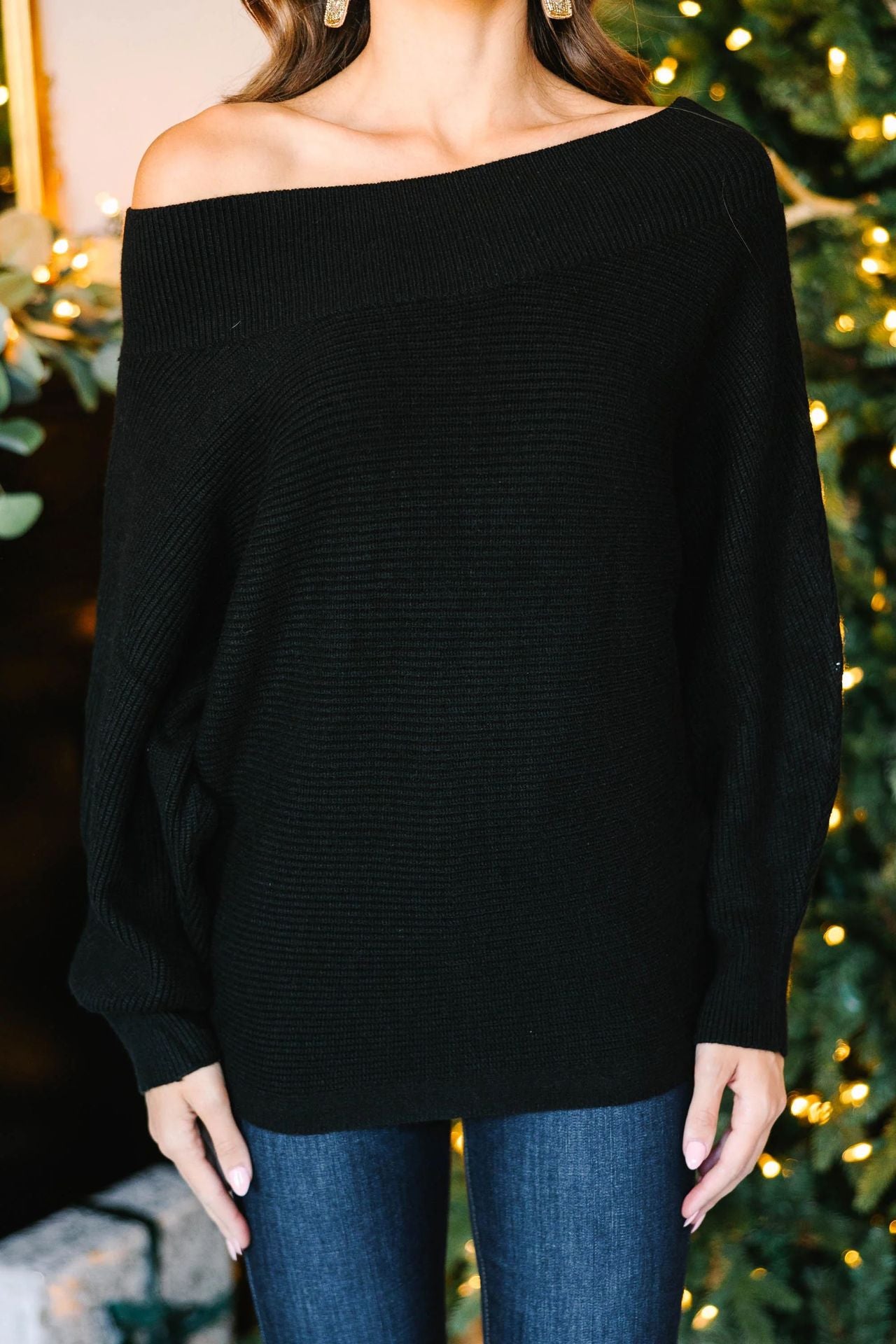 Pull femme décontracté avec décolleté asymétrique et manches larges Chic und Stil