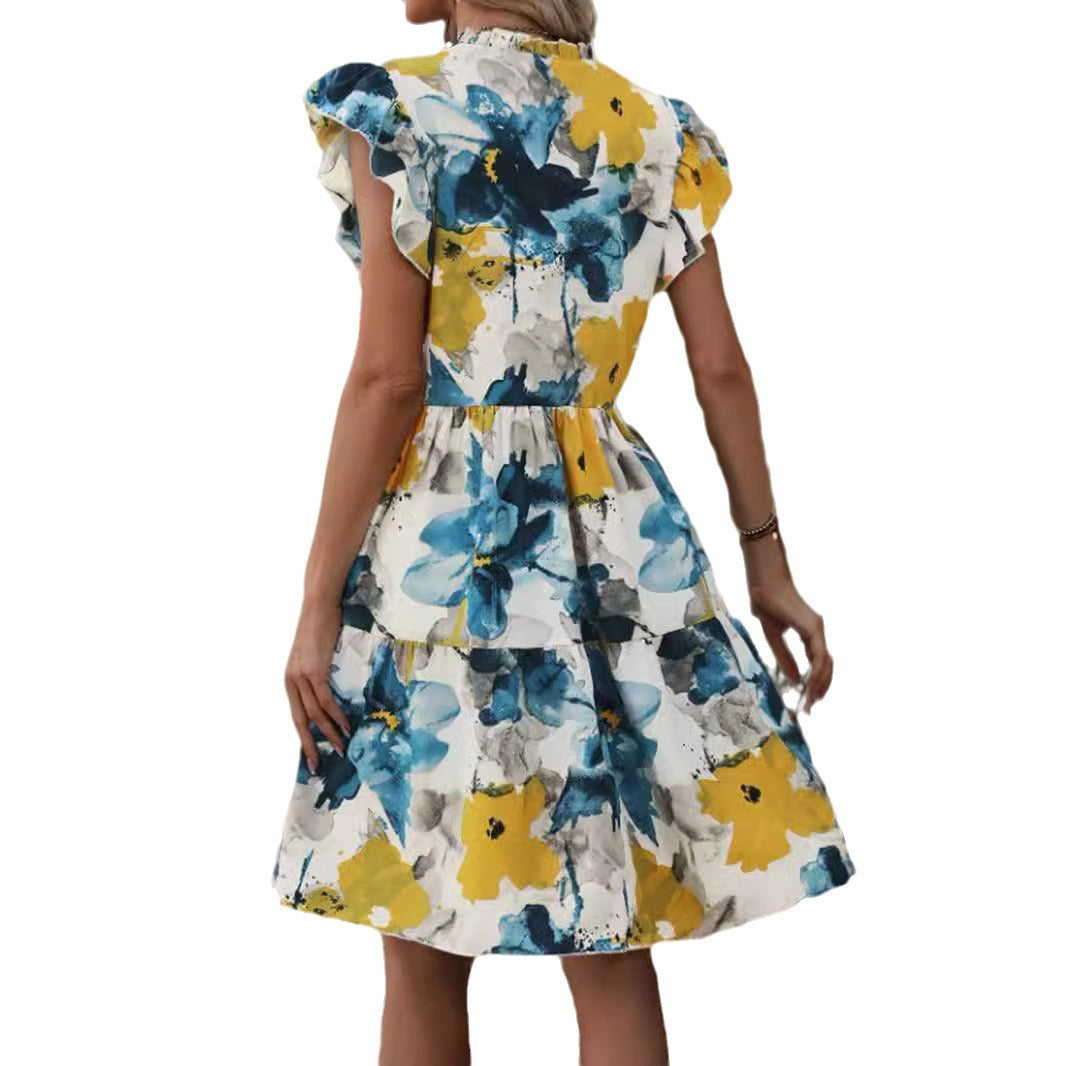 Femmes volants floral robe A-line Chic und Stil
