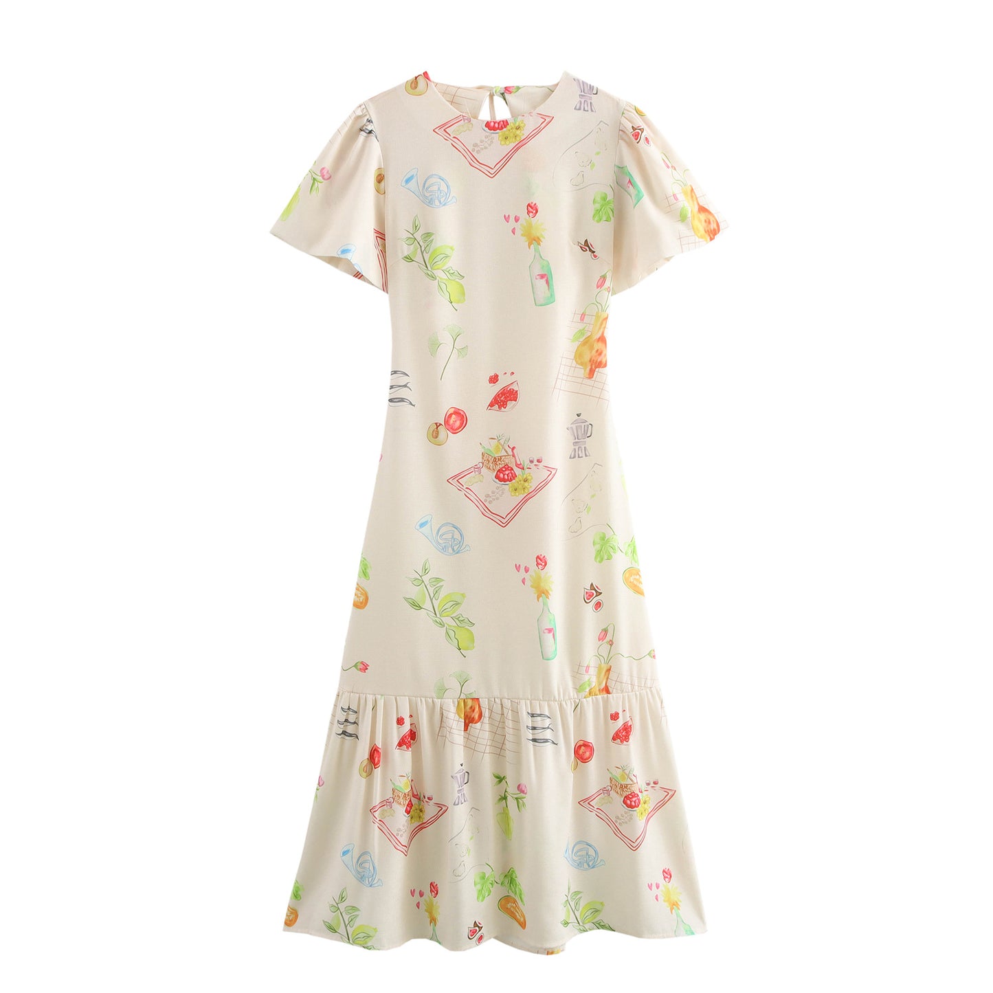 Robe maxi femme avec imprimé coloré et volants fluides Chic und Stil