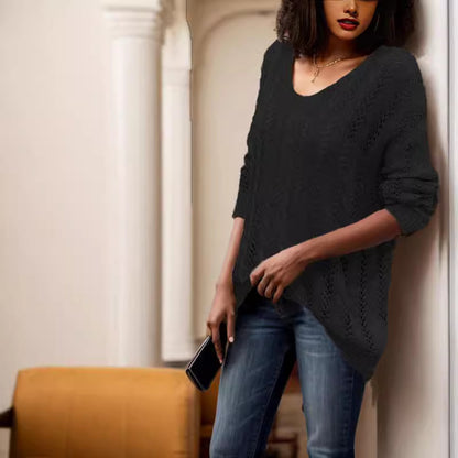 Pull femme tricoté avec un motif aéré en losanges et coupe large Chic und Stil