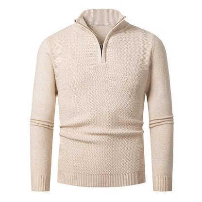 Pull en tricot élégant pour hommes avec zip et design de vagues texturé Chic und Stil