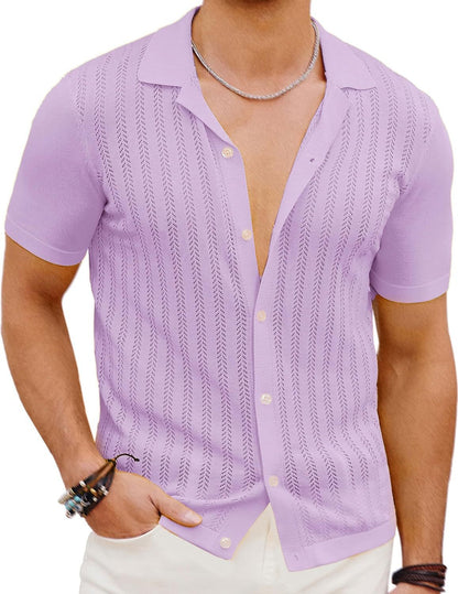 Chemise en tricot à manches courtes pour hommes avec design texturé Chic und Stil