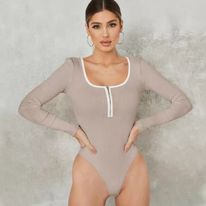 Body à manches longues pour femmes en rib avec détails zippés Chic und Stil