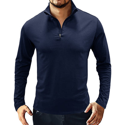 Functional T-shirt for men with high collar and half-zip Chic und Stil