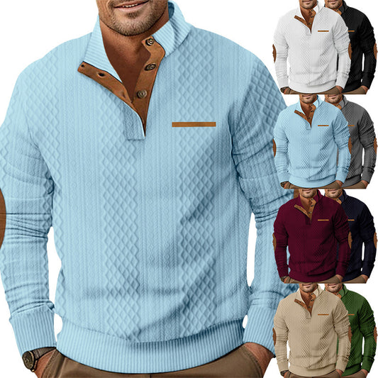 Pull-over en tricot pour hommes avec détails en couleur de cuve et patte de boutonnage Chic und Stil