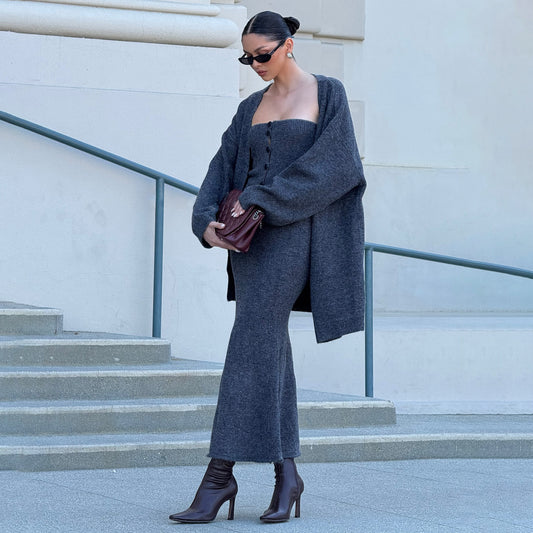 Robe en tricot pour femmes dans un ensemble élégant avec cardigan oversize Chic und Stil