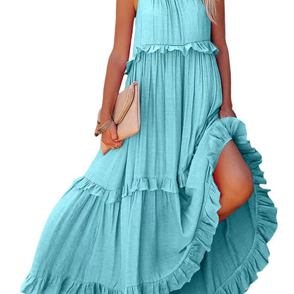 Robe maxi femme avec détails volantés et silhouette aérienne Chic und Stil