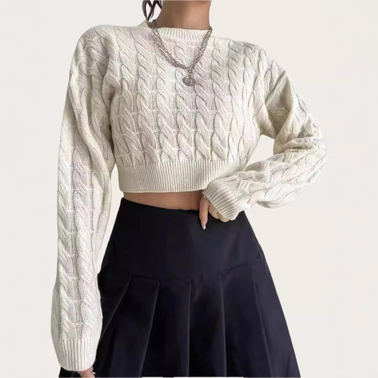 Pull over court en laine douce pour femmes avec motif torsadé Chic und Stil