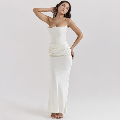 Robe de soirée à manches longues pour femme avec un haut texturé et une élégante ceinture à volants Chic und Stil