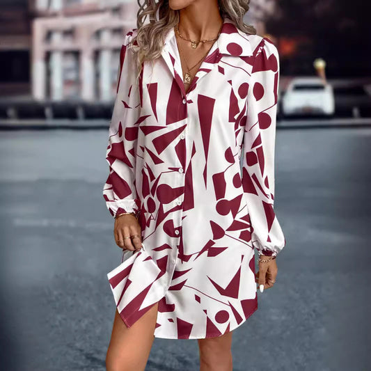 Robe à boutons pour femme à imprimé géométrique Chic und Stil