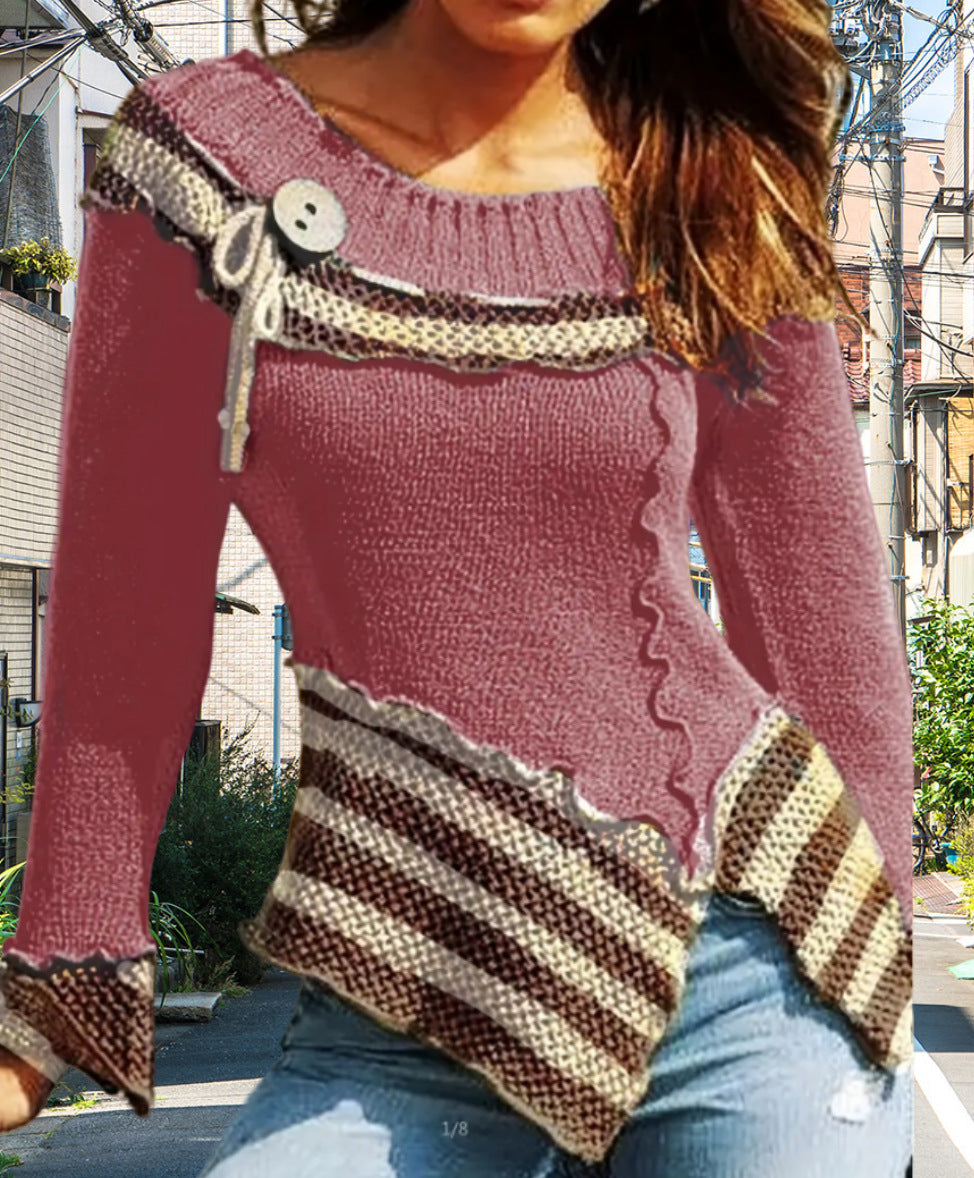 Pull-over en tricot pour femmes avec design artistique et détails élégants Chic und Stil