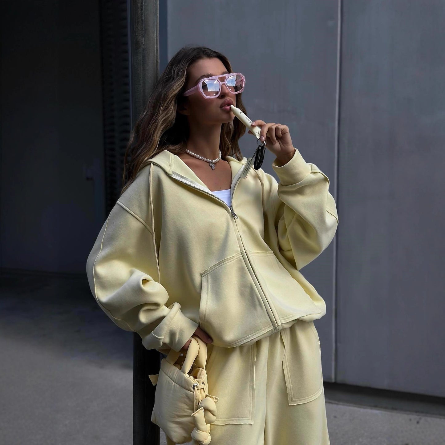 Dames Ensemble de loungewear surdimensionné confortable avec capuche Chic und Stil