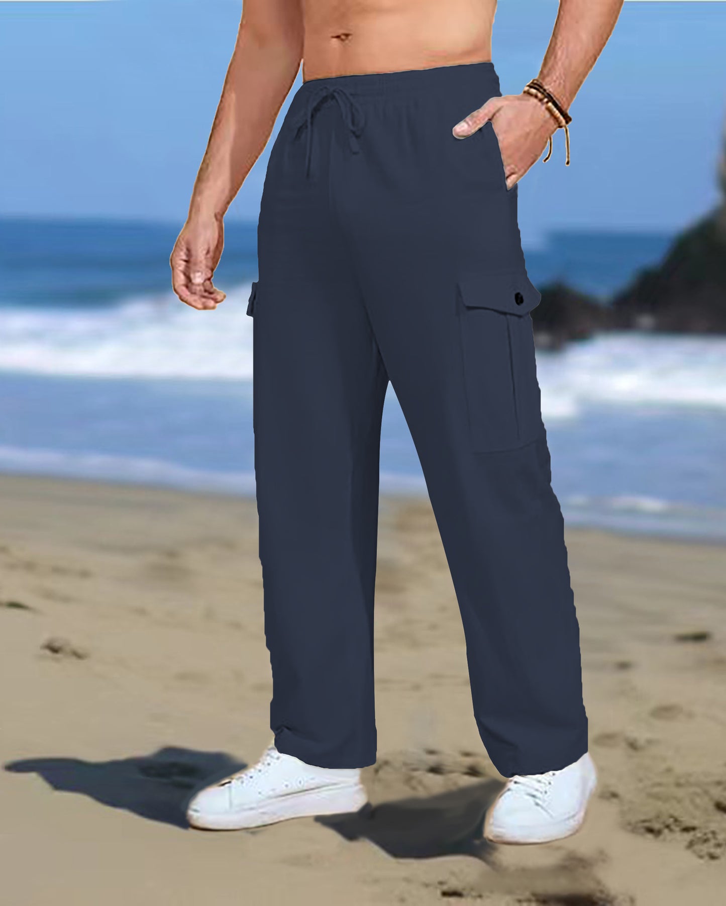 Casual cargo pants for men with elastic waistband and practical side pockets Chic and Style