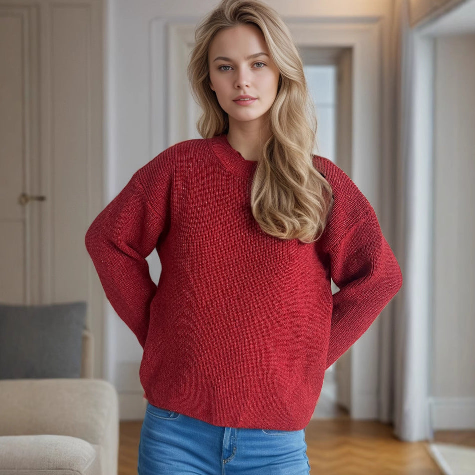 Pull en tricot décontracté pour femmes avec une coupe généreuse et une texture agréable Chic und Stil